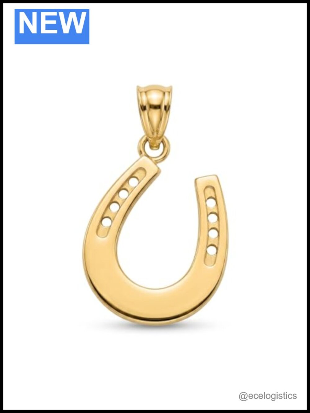 10K Solid Gold Horseshoe Charm Pendant Good Luck